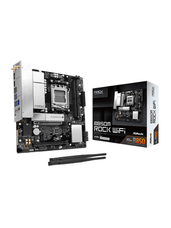 ASRock B850M Rock WiFi Moederbord - AMD B850 - AMD AM5 - DDR5 RAM - Micro-ATX