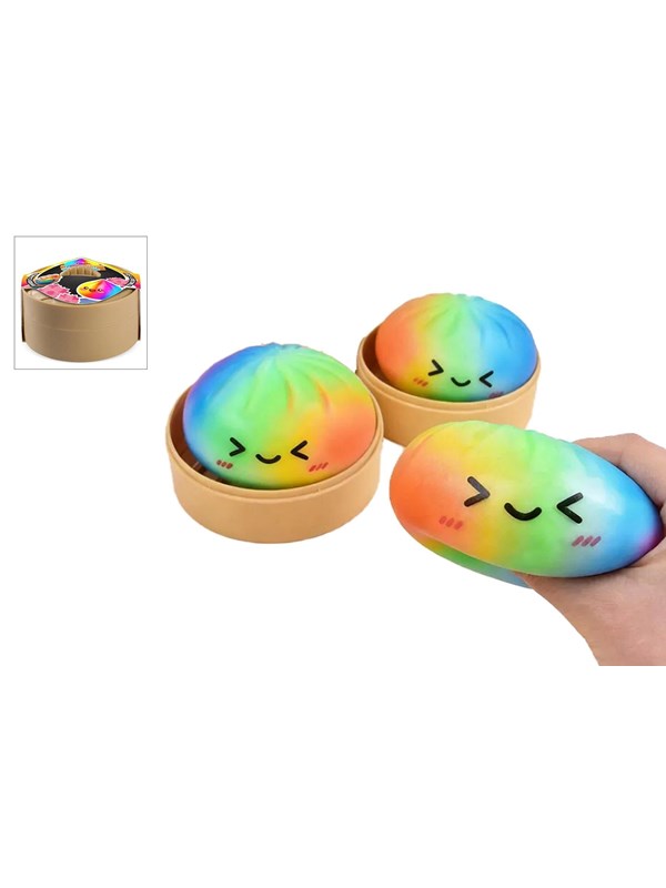 Trend Toys Kawaii Rainbow Foam Dumplings 8,5cm in Stoommandje