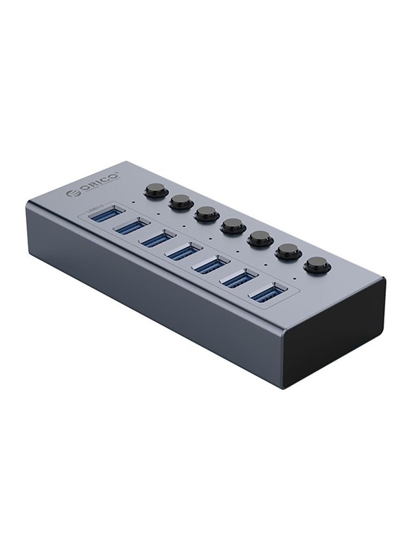 ORICO BT2U3-7AB Hub 7x USB-A 3.0 with switches - gray USB hub - 7 - USB 3.0 - Grijs