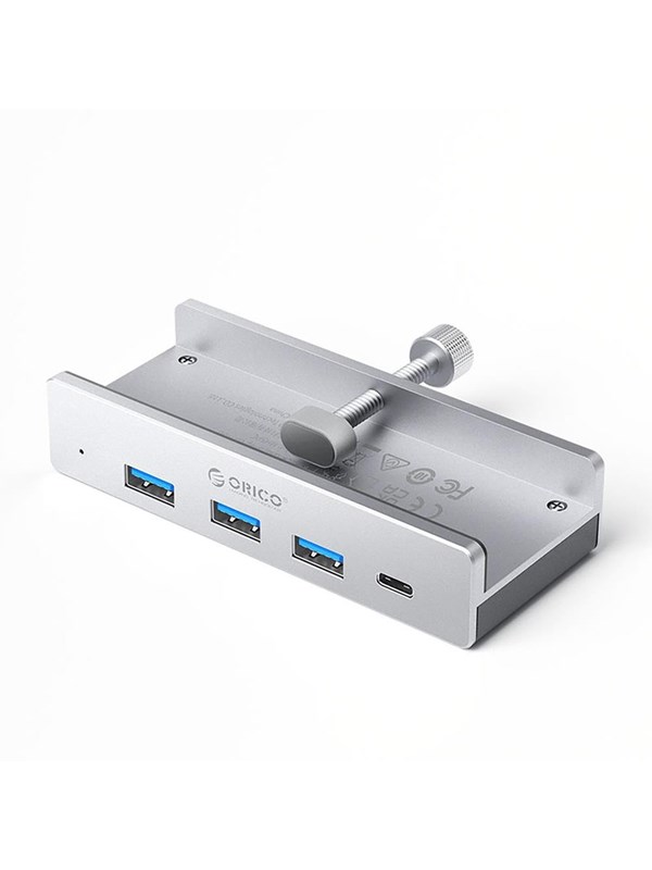 ORICO MH4PC Hub Clamp-Mounted USB-C / 3x USB-A 3.0 + 1x USB-C 3.0 - Silver USB hub - 4 - USB 3.0 - Grijs