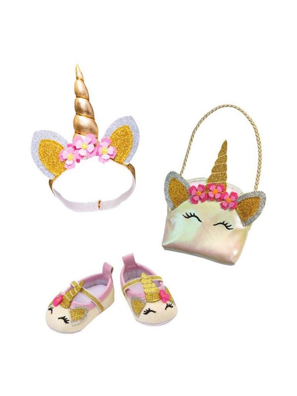 Heless poppen accessoires eenhoorn set - glitter ballerina's en tas 38-45cm.