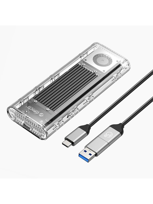 ORICO TCM2-G20 M.2 NVME USB-C 3.2 20Gb/s Disk Drive - Silver/Transparent