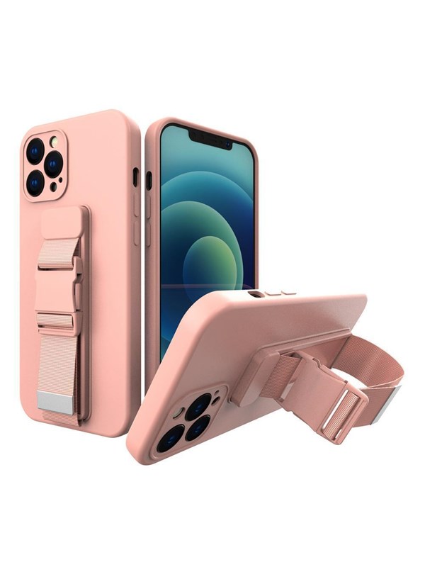 Hurtel Rope Case Silicone Cover with Lanyard Purse Lanyard Strap for Xiaomi Redmi Note 11 Pro Pink