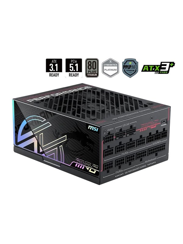 MSI MPG Ai1300TS PCIE5 Voeding - 1300 Watt - 135 mm - ATX 3.1 - 80 Plus 80 PLUS Titanium