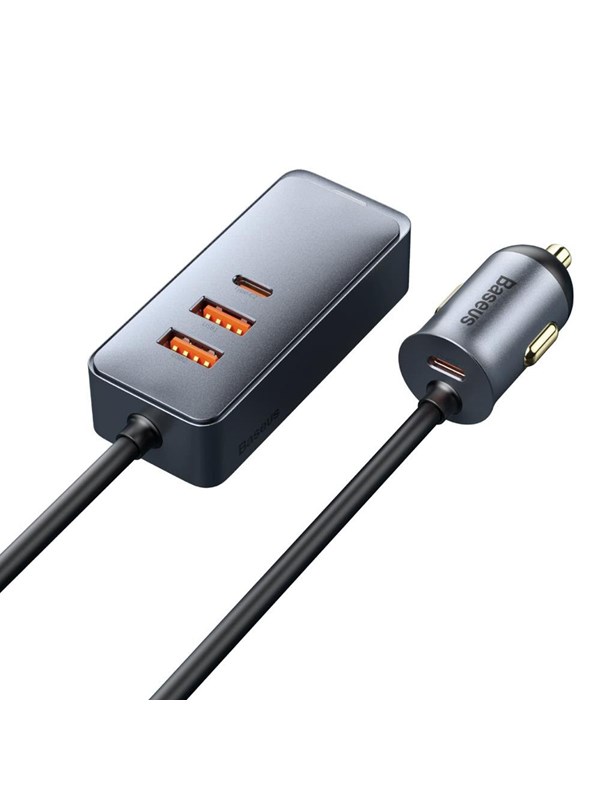 Baseus Share Together PPS Multi-port Fast charge Car Charger with Extension Cord 2U+2C 120W Space Gray