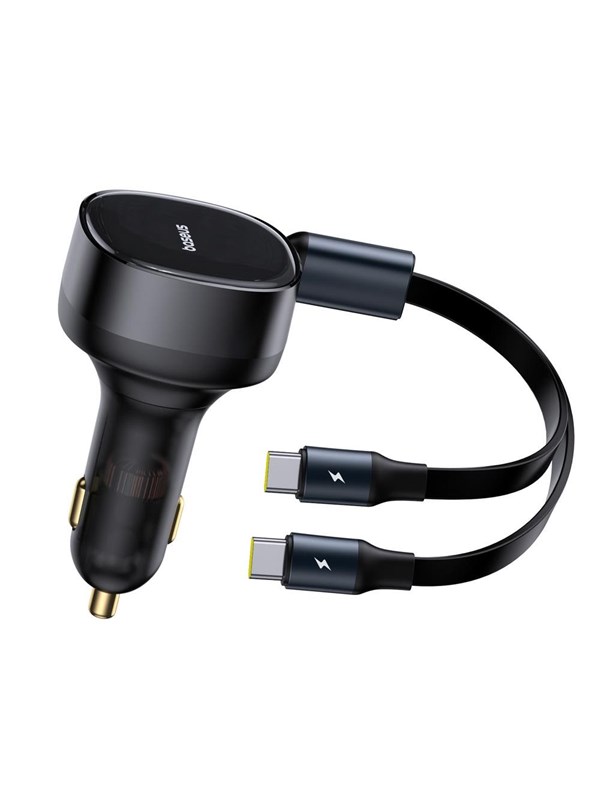 Baseus Enjoyment Retractable 2-in-1 Car Charger C+C 33W Cluster Black