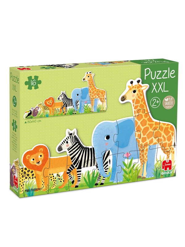 Jumbo Goula Puzzle XXL Jungle from Small to Large - 16 pcs. Vloer