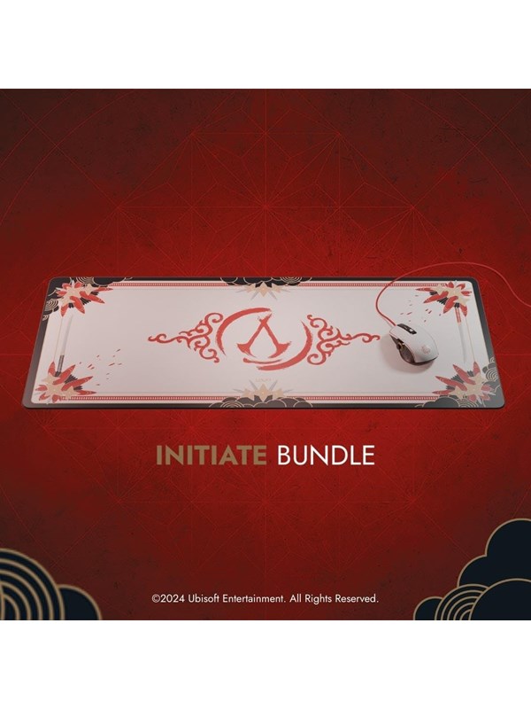 Lexip - Initiate Bundle - mouse - USB-A - black gold red white - with Ubisoft mouse pad and Assassin's Creed Shadows - Muis - 6 knoppen - Goud