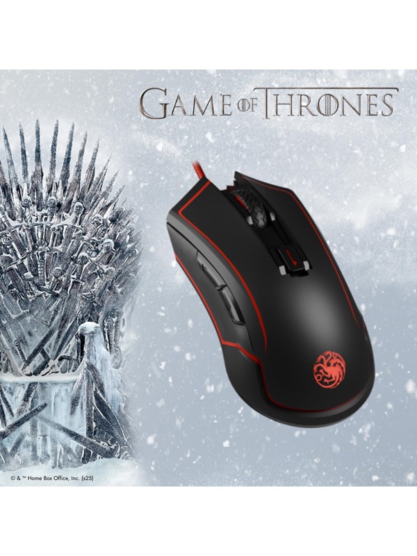 Lexip X TSUME - Targaryen Game of Thrones - mouse - ceramic skates - Wi-Fi USB - black red - Muis - Optisch - Rood