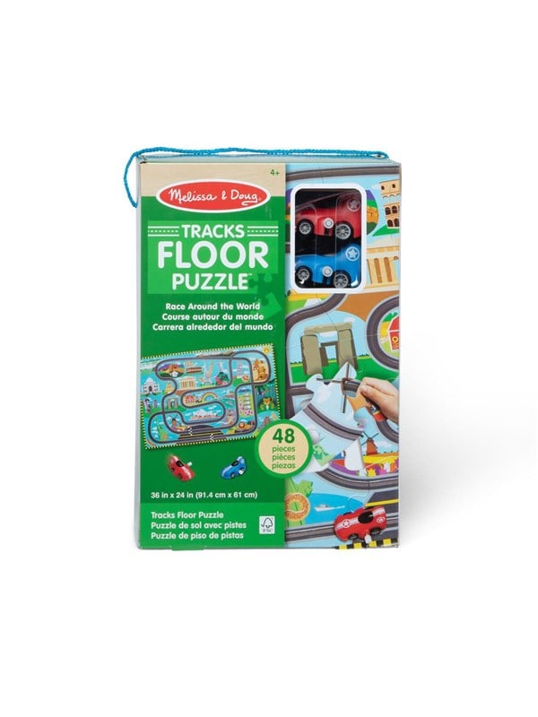 Melissa & Doug – Vloerpuzzel – Race rond de wereld incl. 2 opwindbare auto’s