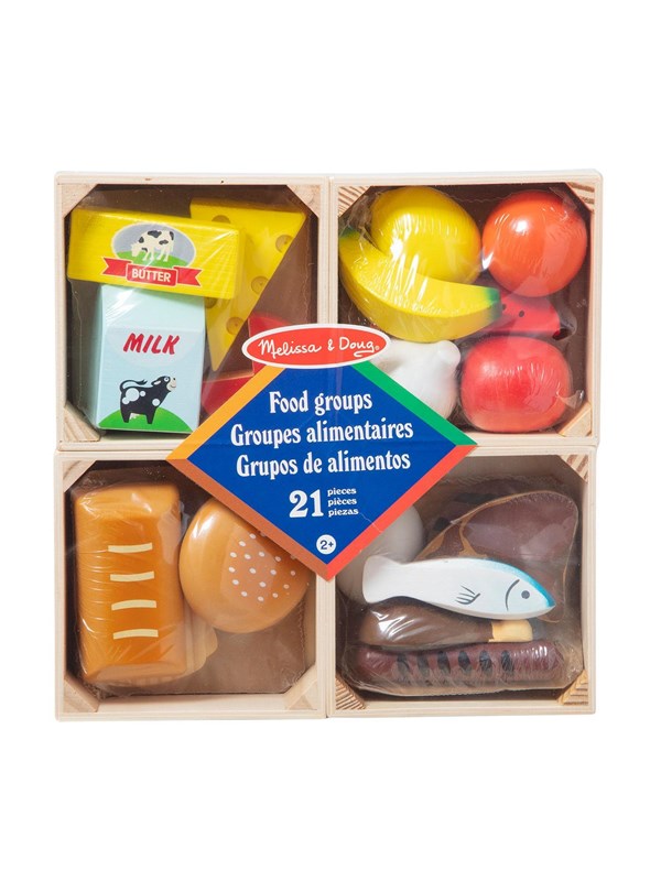 Melissa & Doug – Houten voedselgroepen – 21-delig – Met opbergkistjes
