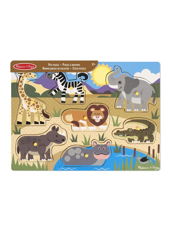 Melissa & Doug Wooden Peg Puzzle Safari Hout