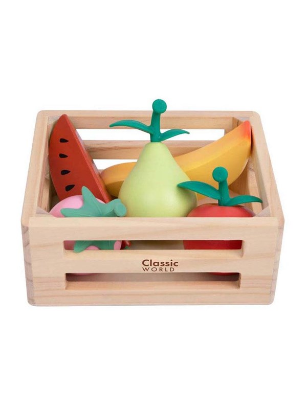 Classic World houten speelgoed krat met fruit voor speelkeuken.