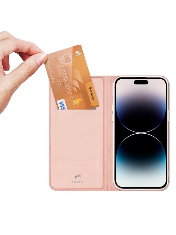 Dux Ducis iPhone 15 Pro Case Flip Cover and Wallet Skin Pro - Pink