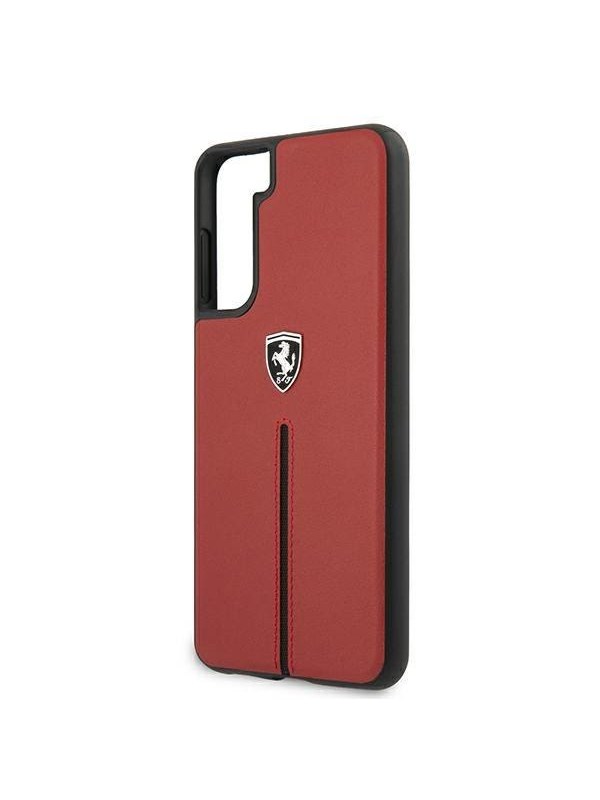 Ferrari Off Track Leather Nylon Stripe Case for Samsung Galaxy S21+ - Red