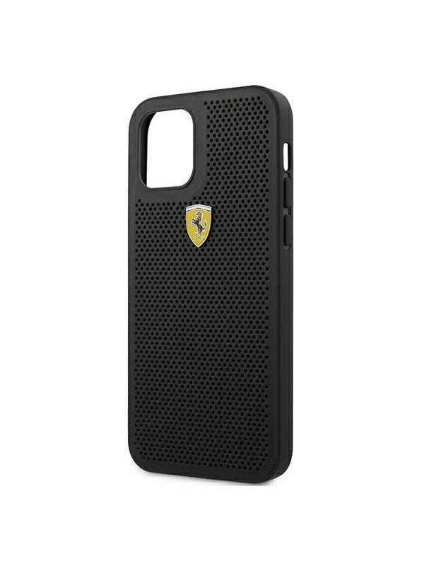 iPhone 12 Pro Max Backcase hoesje - Ferrari - Effen Zwart - Kunstleer