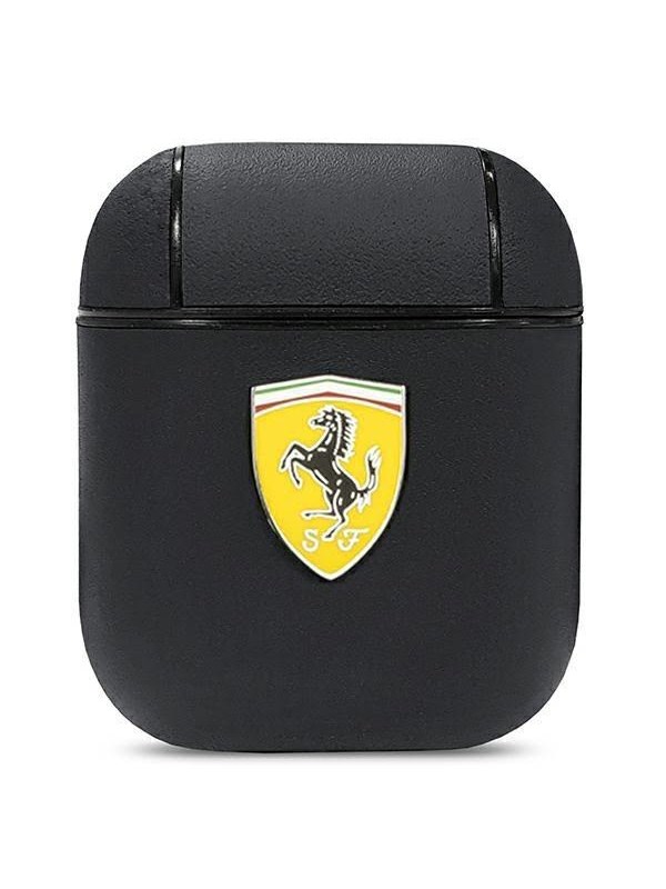 Ferrari On-Track Leather Case voor Apple Airpods 1 & 2 - Zwart