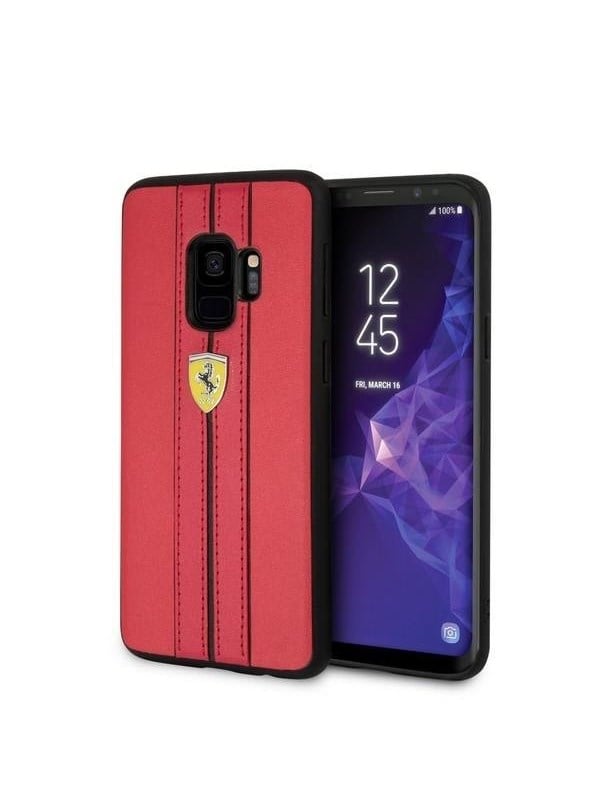 Ferrari Urban Serie - Hardcase voor Samsung Galaxy S9 - Rood - Luksueus Design - Embleem