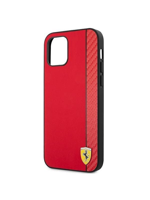 Ferrari Smooth Carbon Back Case - Geschikt voor Apple iPhone 12 Pro Max (6.7") - Rood