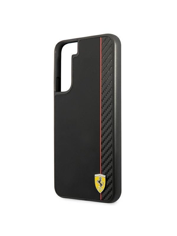 Ferrari Smooth Carbon Back Case - Geschikt voor Samsung Galaxy S22 Plus - Zwart