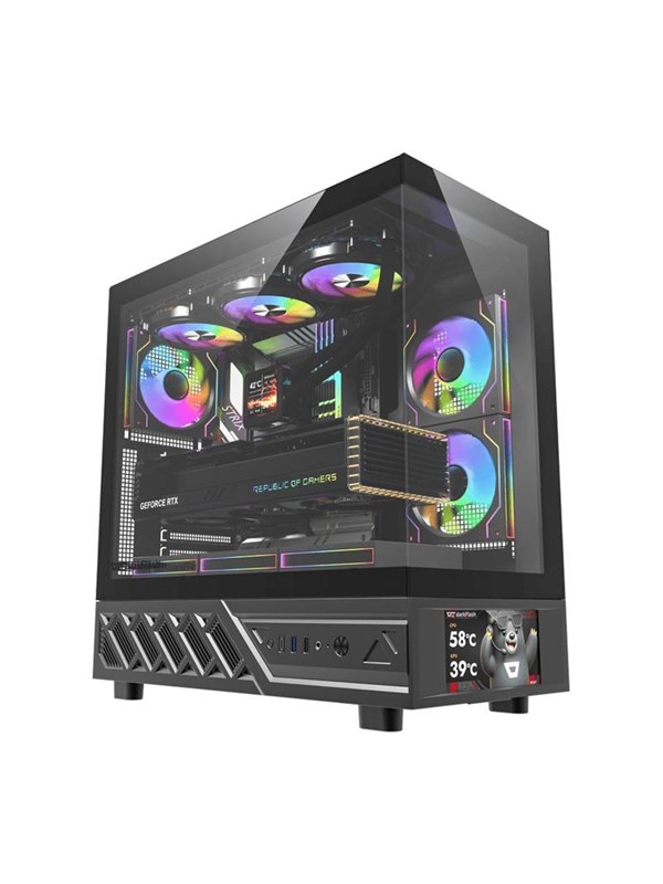 Darkflash DS950V Computer Case with Display + 6 Fans - Case - Zwart