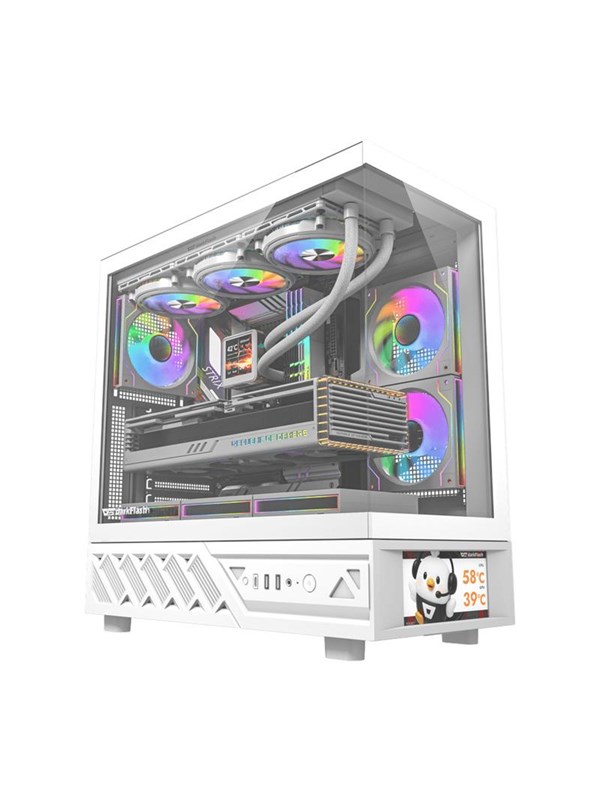 Darkflash DS950V Computer Case with Display + 6 Fans - Case - Wit