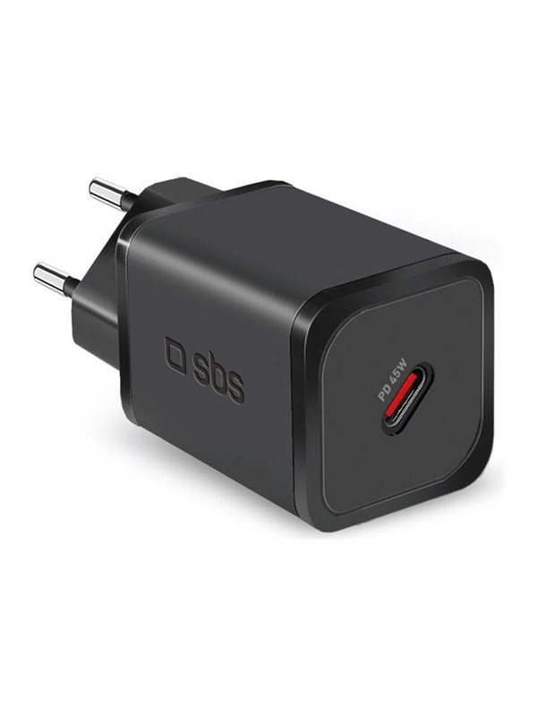 SBS TETRGAN1C45W 45W GaN USB-C Wall Charger with Power Delivery - Black