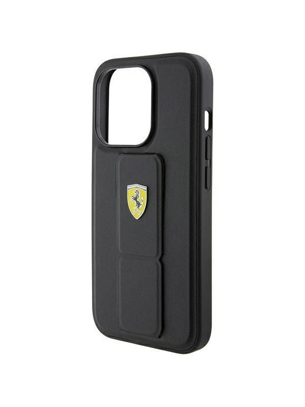Ferrari Grip Stand Back Case - Geschikt voor Apple iPhone 15 Pro Max (6.7") - Zwart