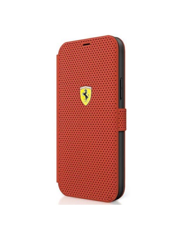 Ferrari Perforated Book Case - Geschikt voor Apple iPhone 12 Mini (5.4") - Rood