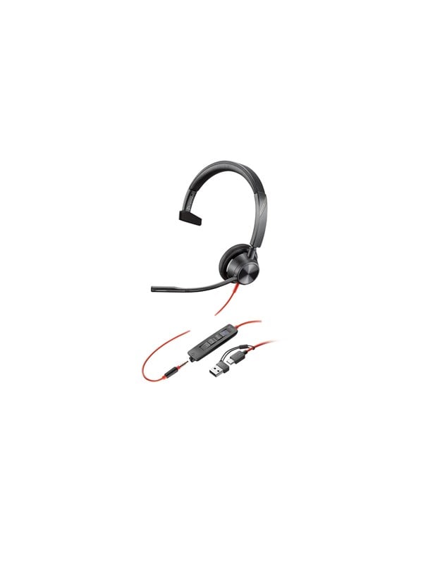 HP Poly Blackwire C3315-M On Ear headset Kabel Mono Zwart Ruisonderdrukking (microfoon), Noise Cancelling Headset, Volumeregeling, Microfoon