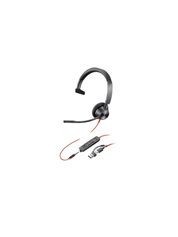 HP Poly Blackwire C3315 On Ear headset Kabel Mono Zwart Ruisonderdrukking (microfoon), Noise Cancelling Headset, Volumeregeling, Microfoon