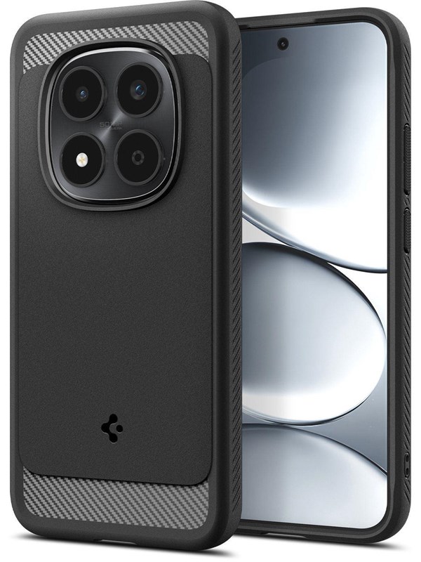 Spigen Hoesje Geschikt voor Xiaomi Redmi Note 15 Pro 5G - Rugged Armor Case - Carbon Back Cover met Air Cushion - Matte Zwart