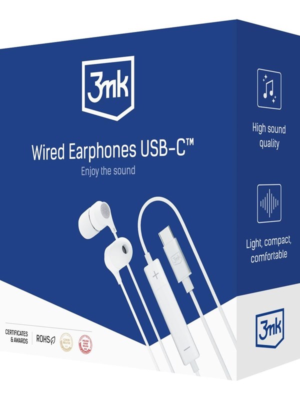 3mk USB-C Wired Headphones - white
