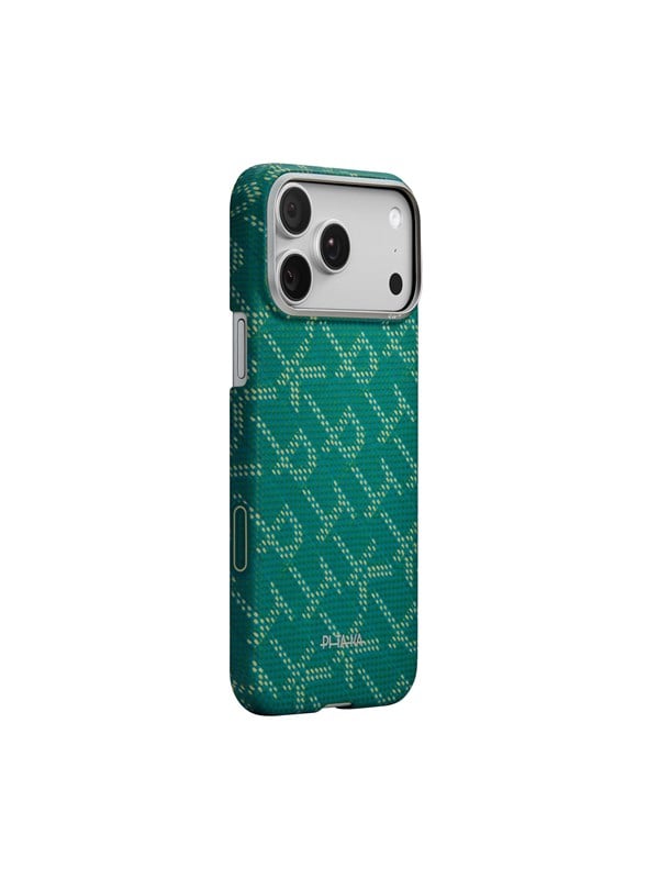 Pitaka Ultra-Slim Hoesje, Monogram-Goud/Groen - Iphone 17 Pro Max