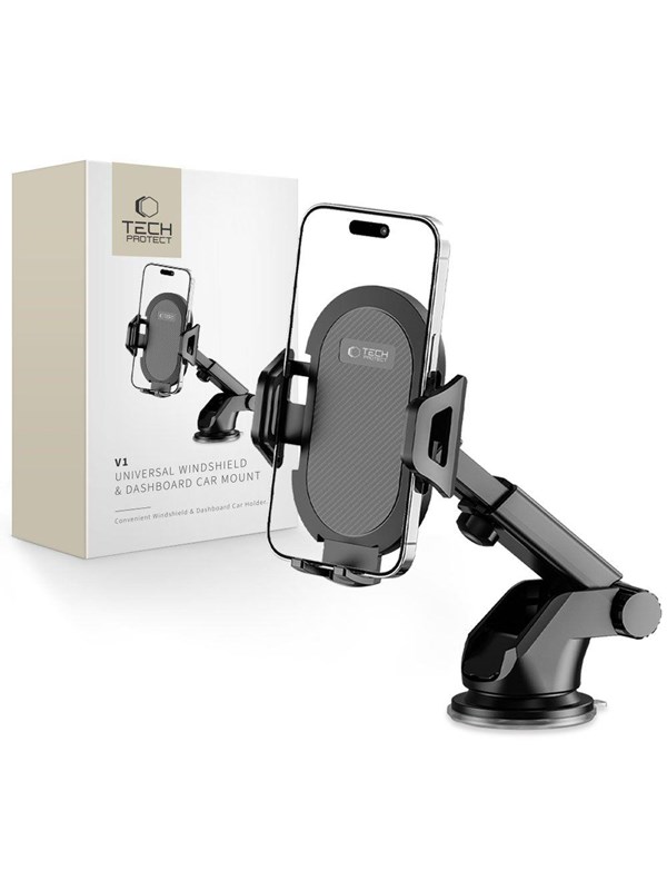 Tech-Protect V1 Car Phone Holder for Windshield / Cockpit - Black