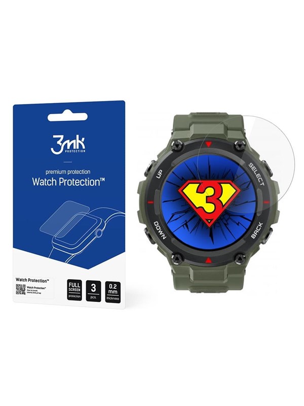 3mk Watch Protection v. FlexibleGlass hybrid glass on Xiaomi Amazfit T-Rex 1.3