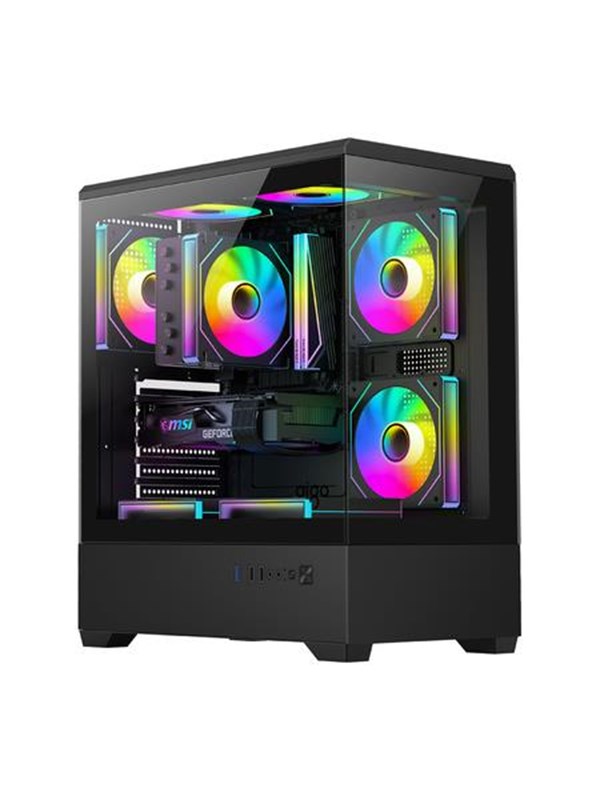 Darkflash C365 Computer Case + 5 Fans - Case - Zwart