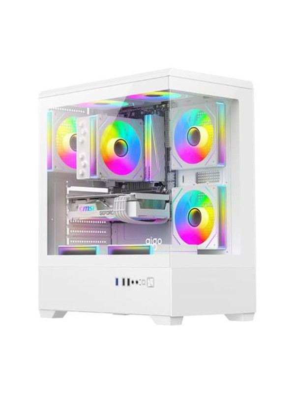Darkflash C365 Computer Case + 5 Fans - Case - Wit
