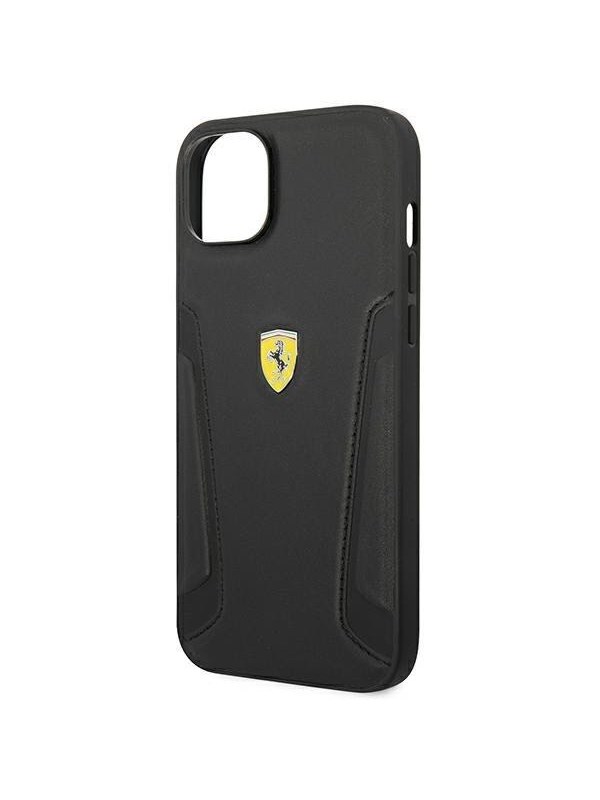 iPhone 14 Plus Backcase hoesje - Ferrari - Effen Zwart - Leer