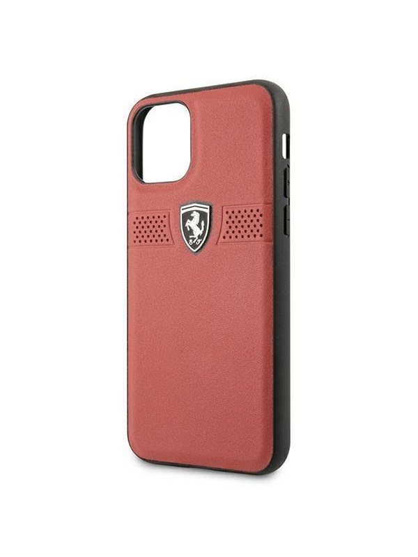 Ferrari Off-Track Grained Leather Back Case - Geschikt voor Apple iPhone 11 Pro (5.8") - Rood