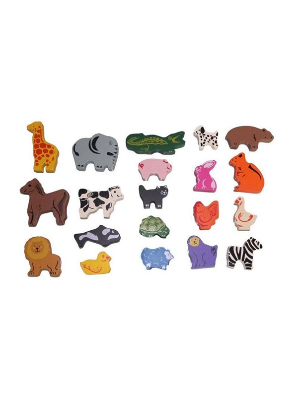 Johntoy houten dieren speelgoed set - 60 stuks - educatief speelgoed.