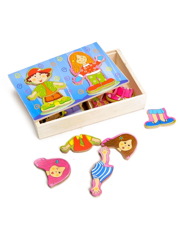 Playwood houten aankleedpuzzel jongen en meisje - educatief speelgoed.