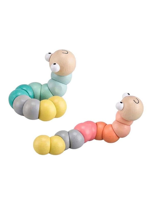 BigJigs houten speelgoed worm pastel - educatief baby speelgoed.