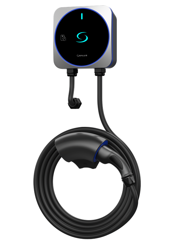 SALUS 11kW Slimme Laadpaal – EV Wallbox 1 Fase - 5 Meter Type 2 Kabel – App Bediening, LekStroom Detectie & NFC Toegang – WiFi
