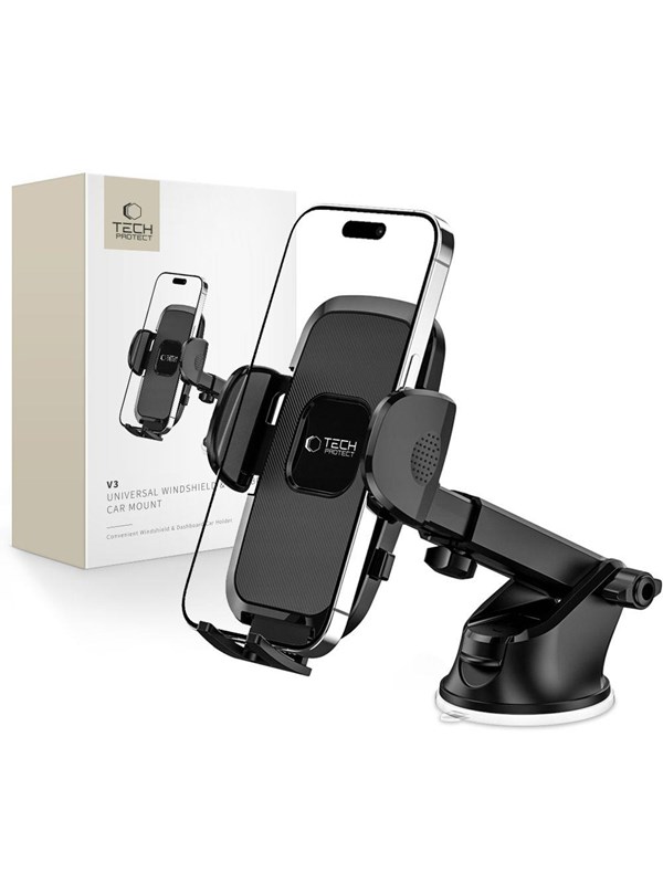 Tech-Protect V3 Car Phone Holder for Windshield / Cockpit - Black
