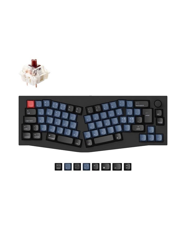 Keychron Q8 QMK Wired 65% Alice Layout - Gateron G Pro Brown - Ergonomisch toetsenbord - Noords - Zwart