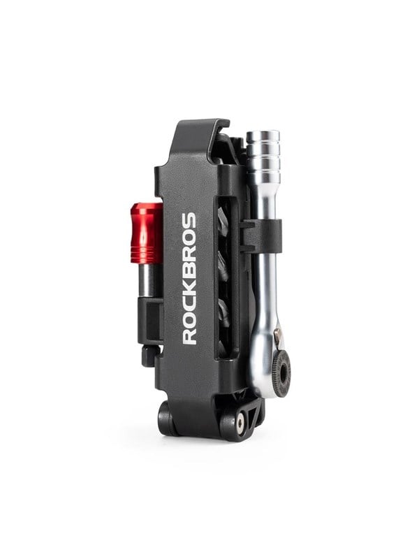 Rockbros Multitool Bicycle Tool Set with Ratchet Wrench and Tire Levers - Black