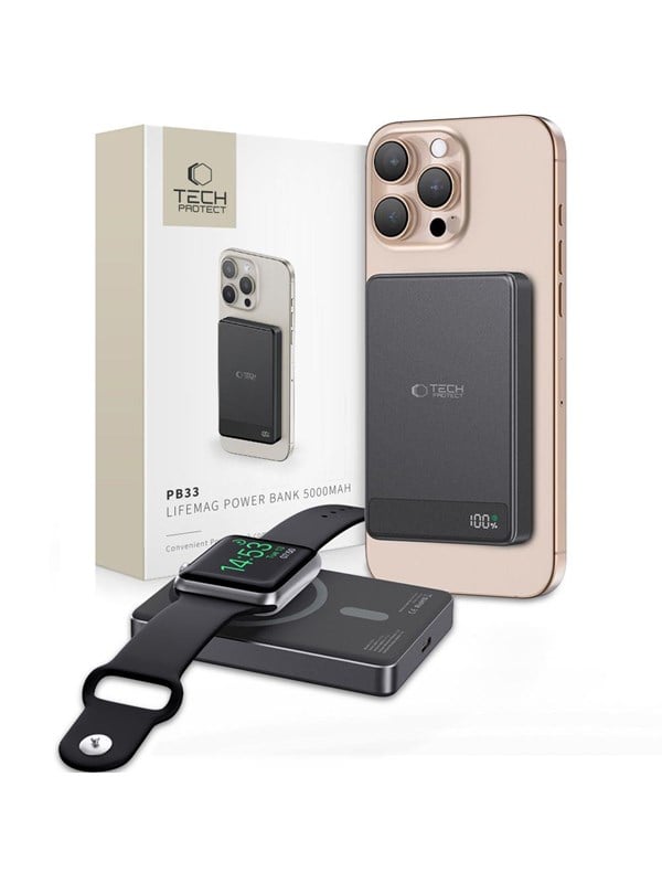 Tech-Protect Powerbank PB33 LifeMag MagSafe 5000mAH - Black - 5000 mAh