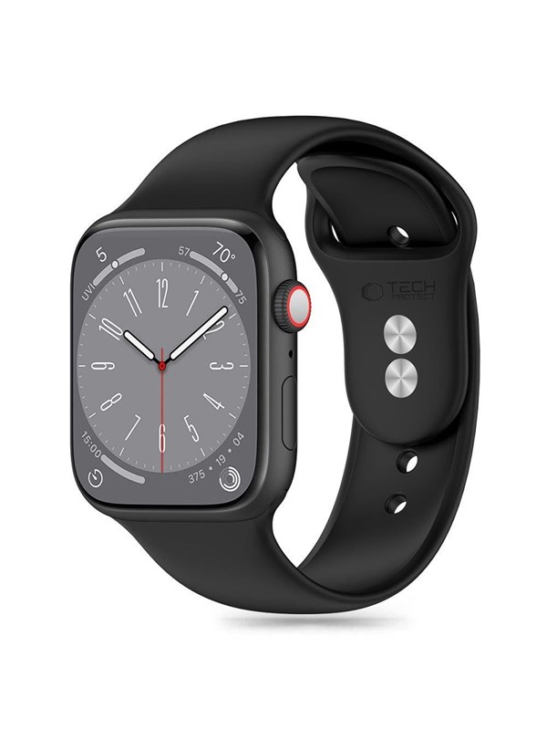 Tech-Protect Silicone Strap for Apple Watch 4 / 5 / 6 / 7 / 8 / 9 / SE (38 / 40 / 41 mm) - Black