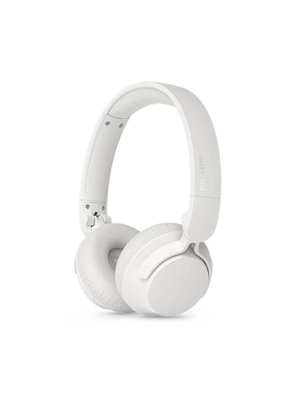 PHILIPS TAH4000 draadloze on-ear hoofdtelefoon, 70 uur afspeeltijd, Dynamic Bass, 32 mm drivers, Bluetooth 6.0 Multipoint, snelkoppelen, vervangbare kussentjes & batterij, licht & opvouwbaar – Wit